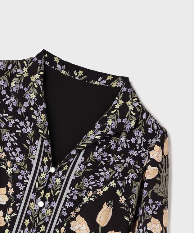 GRACE CONTINENTAL フラワーパターンプリントワンピース ブラック