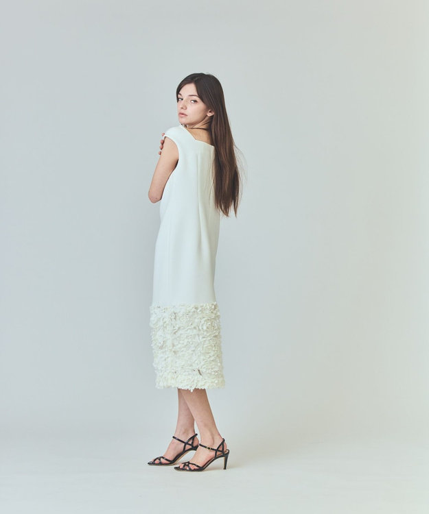 GRACE CONTINENTAL フラワーチュール切替ドレス ホワイト
