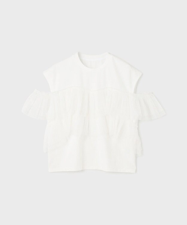 GRACE CONTINENTAL プリーツチュールカットトップ ホワイト