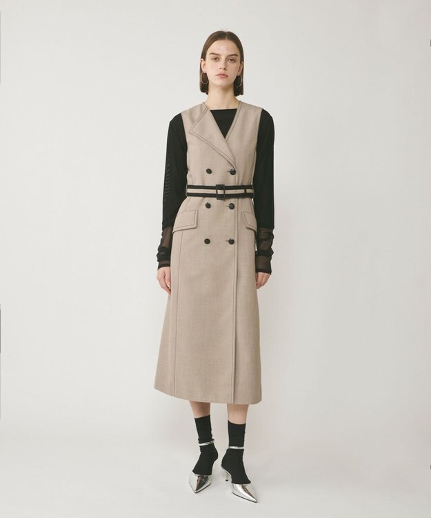 GRACE CONTINENTAL アシンメトリーカラーワンピース ベージュ