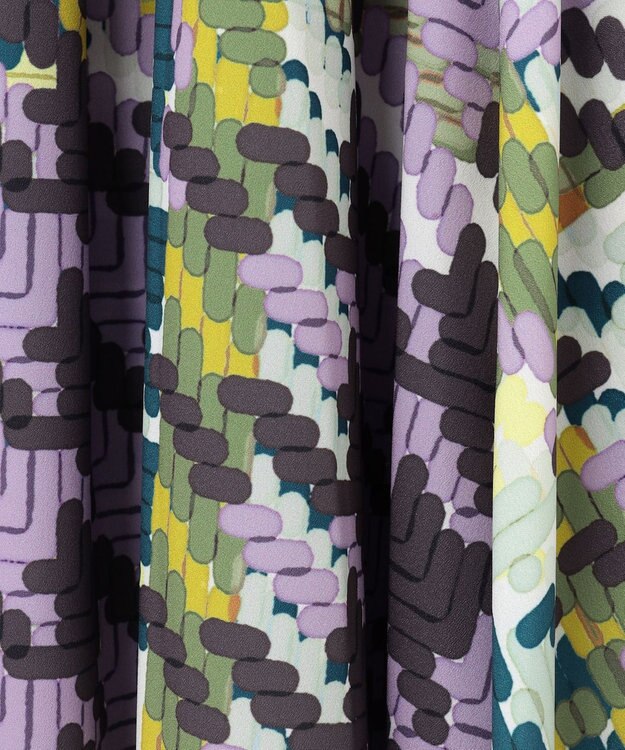 GRACE CONTINENTAL キカプリントティアードワンピース グリーン