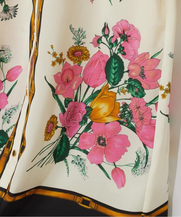 GRACE CONTINENTAL ボタニカルスカーフプリントワンピース キナリ