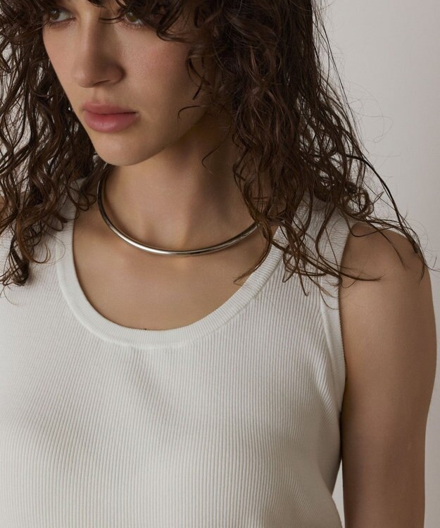 GRACE CONTINENTAL Uネックリブニットトップ ホワイト