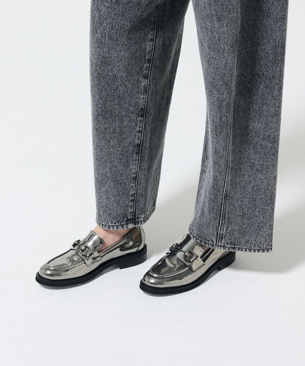 GRACE CONTINENTAL LUCA GROSSI メタルビットローファー シルバー