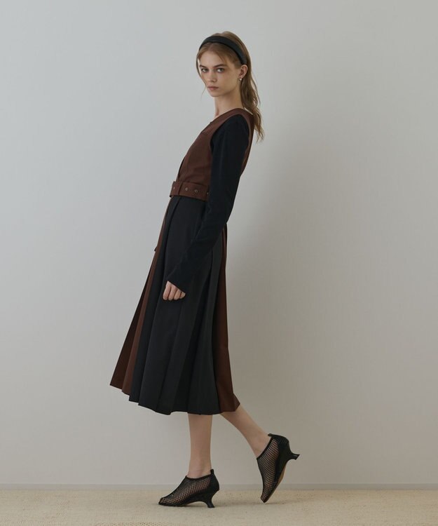 GRACE CONTINENTAL プリーツジャンパースカート ブラウン