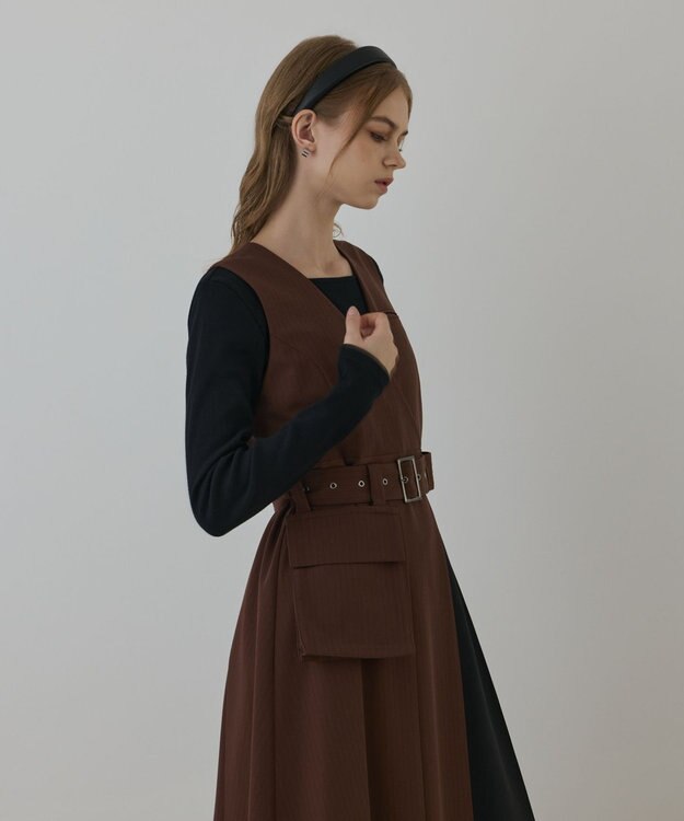 GRACE CONTINENTAL プリーツジャンパースカート ブラウン