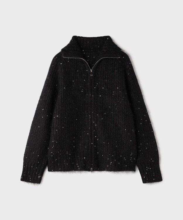 GRACE CONTINENTAL スパンコールニットカーディガン ブラック