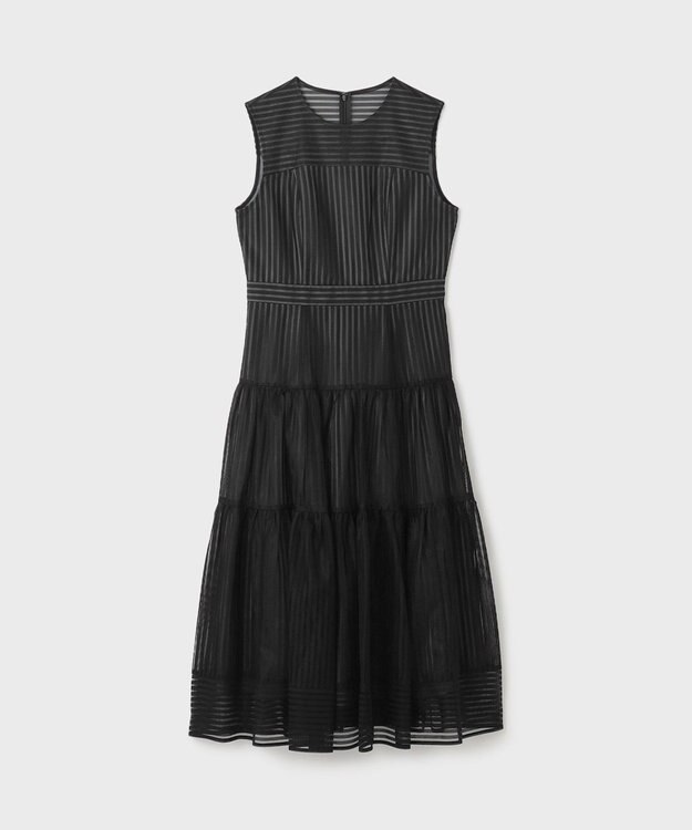 GRACE CONTINENTAL ストライプレースフレアドレス ブラック