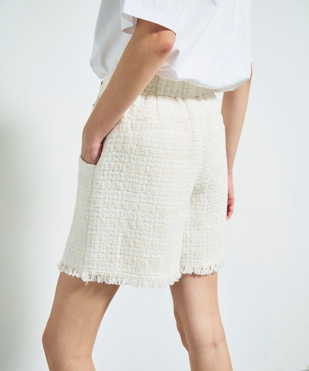 GRACE CONTINENTAL ツイードボックスタックショートパンツ キナリ