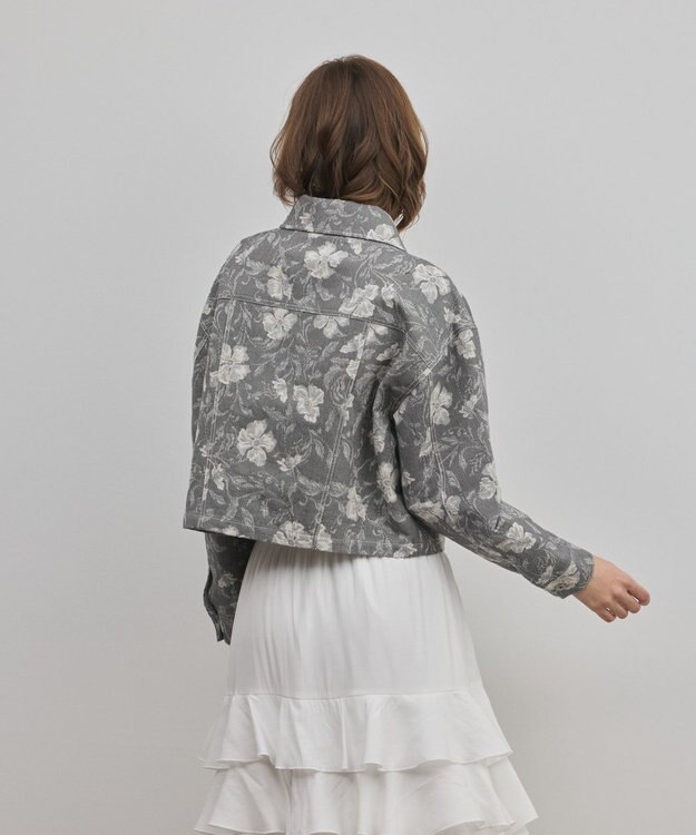 GRACE CONTINENTAL ボタニカルジャガードジャケット チャコール