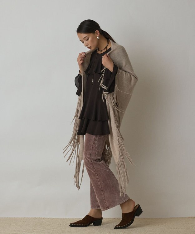 GRACE CONTINENTAL フリンジストール ベージュ