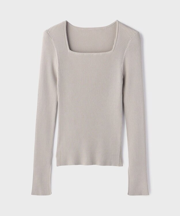 GRACE CONTINENTAL ハイゲージリブニットトップ グレー