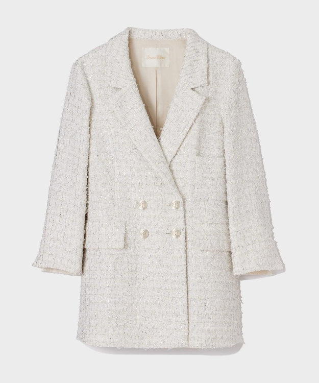 GRACE CONTINENTAL ツイードテーラードコート ホワイト