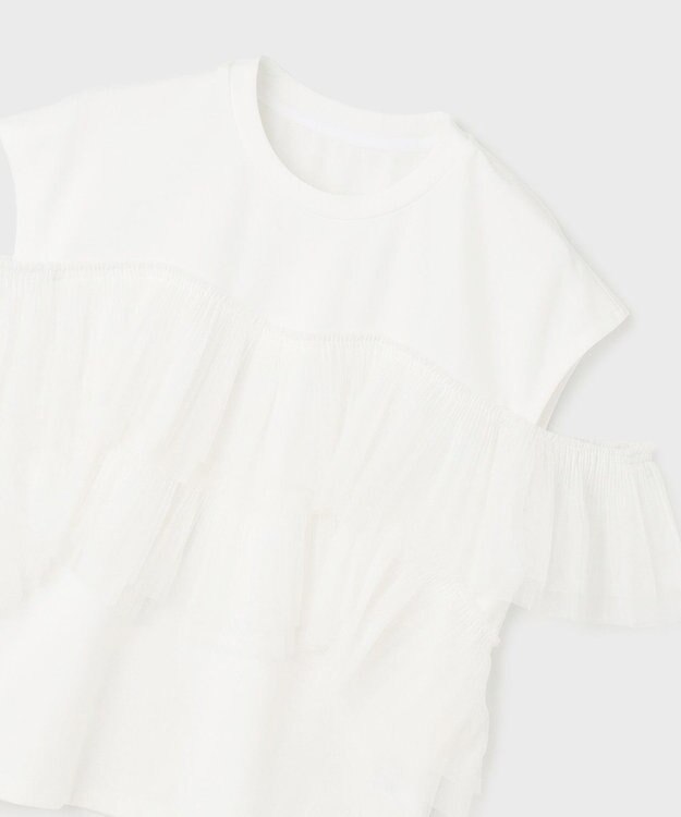 GRACE CONTINENTAL プリーツチュールカットトップ ホワイト