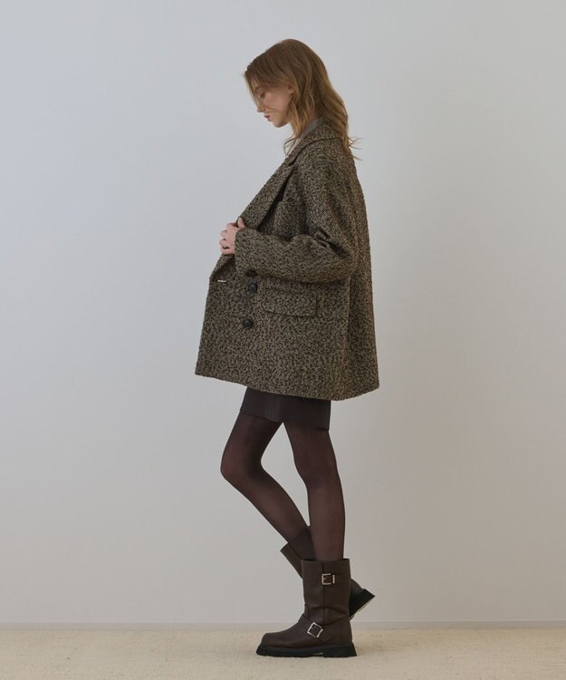 GRACE CONTINENTAL カルゼツイードダブルジャケット ブラウン