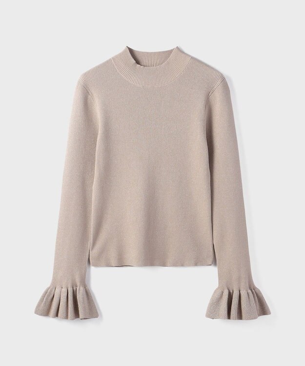 GRACE CONTINENTAL ラメリブニットトップ ベージュ