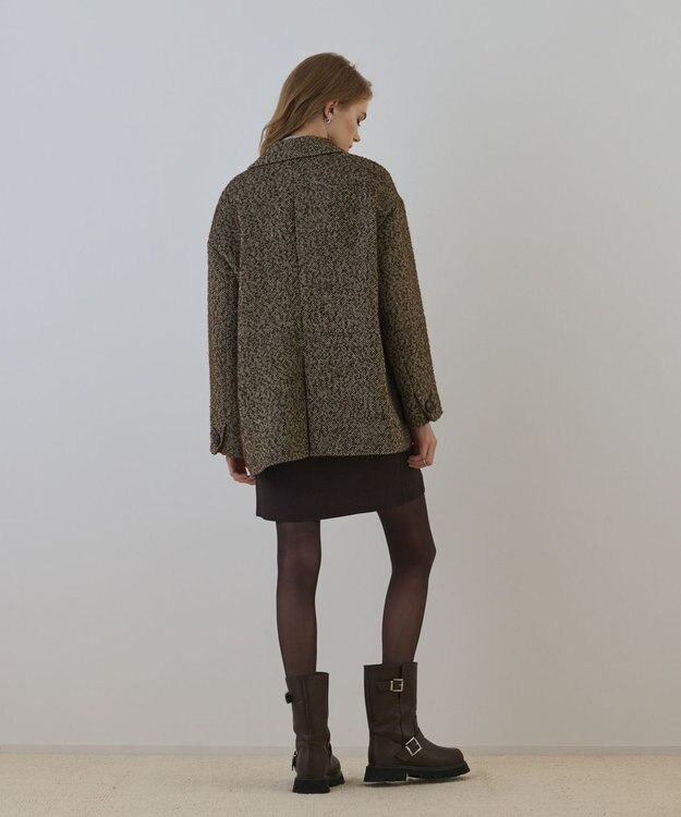 GRACE CONTINENTAL カルゼツイードダブルジャケット ブラウン