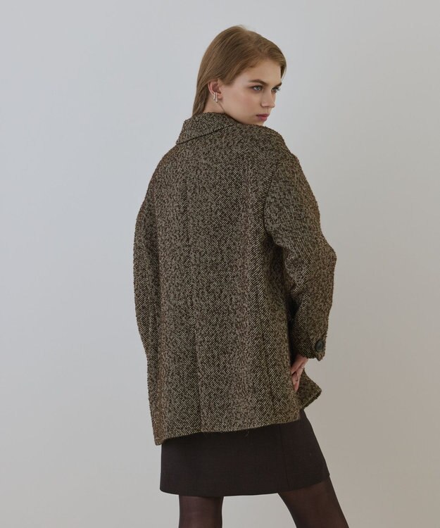 GRACE CONTINENTAL カルゼツイードダブルジャケット ブラウン