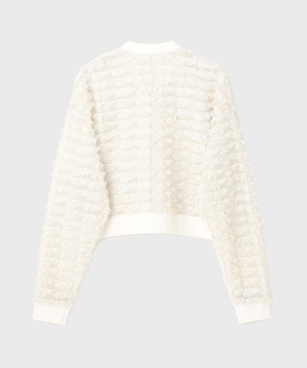 GRACE CONTINENTAL フリンジニットzipカーディガン ホワイト