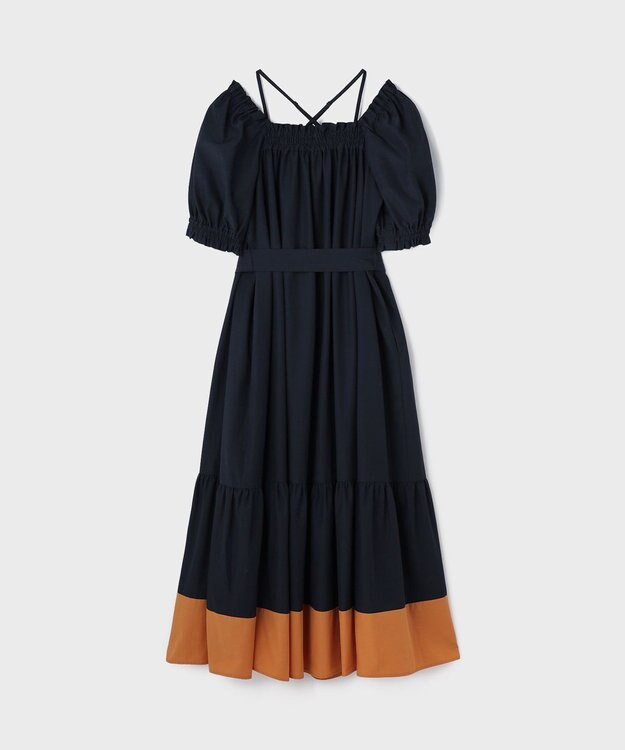 GRACE CONTINENTAL ギャザーロングワンピース ネイビー