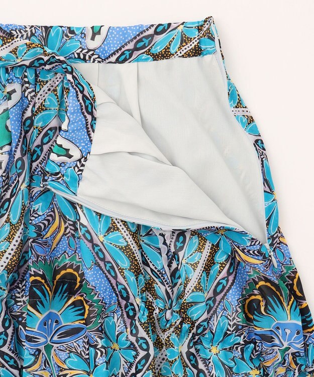 GRACE CONTINENTAL シフォンプリントギャザースカート ブルー