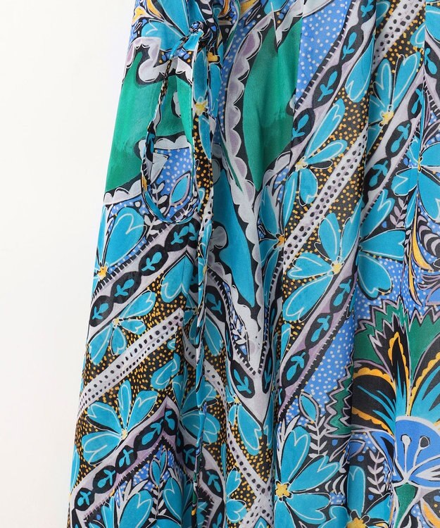 GRACE CONTINENTAL シフォンプリントギャザースカート ブルー