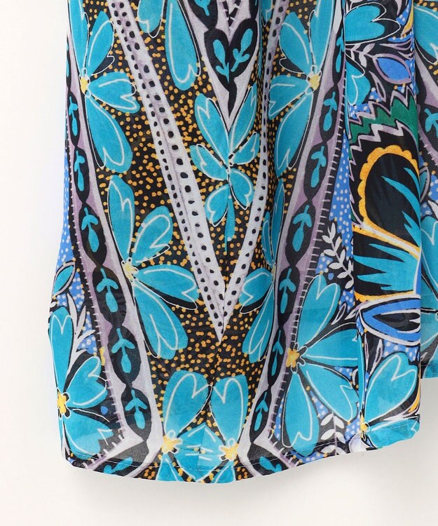 GRACE CONTINENTAL シフォンプリントギャザースカート ブルー