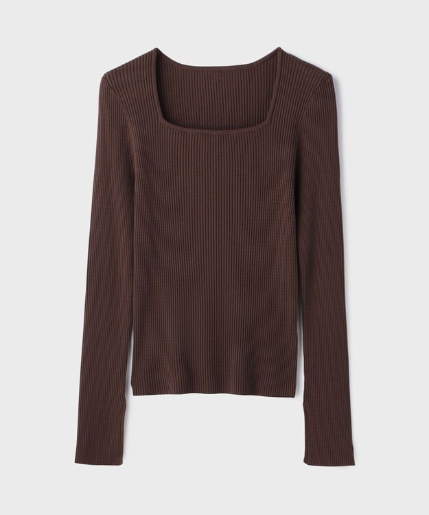 GRACE CONTINENTAL ハイゲージリブニットトップ ブラウン
