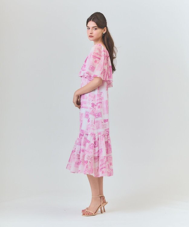 GRACE CONTINENTAL シフォンプリントドレス ピンク