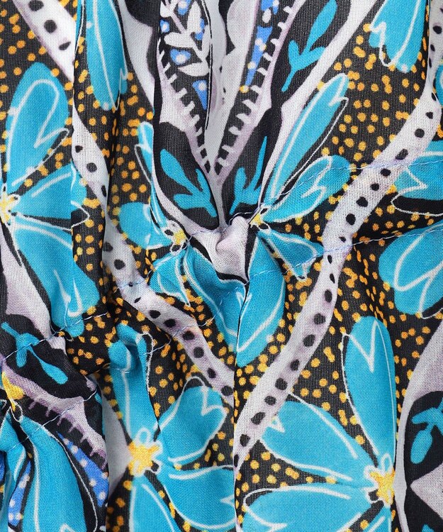 GRACE CONTINENTAL シフォンプリントギャザースカート ブルー