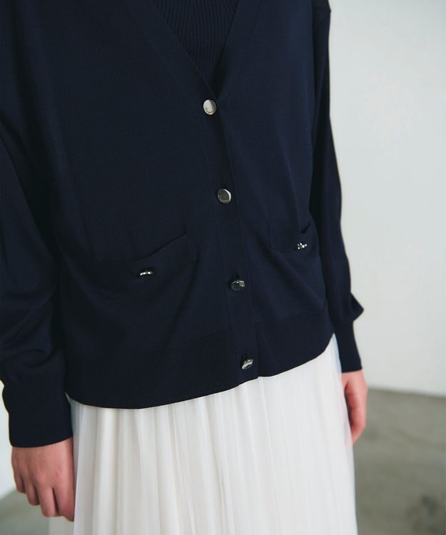 GRACE CONTINENTAL ルーズVネックニットカーディガン ネイビー