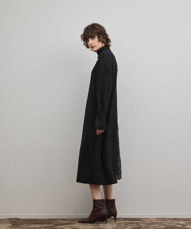 GRACE CONTINENTAL スパンコールニットワンピース ブラック