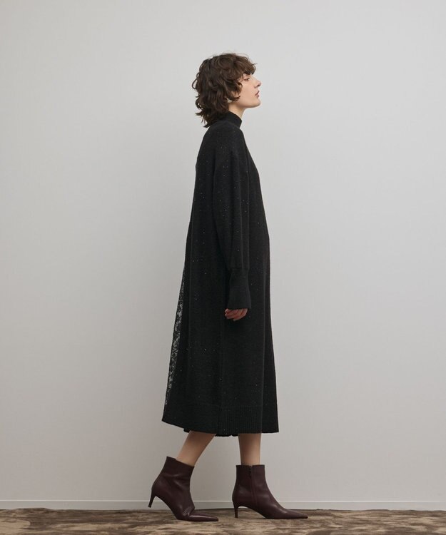 GRACE CONTINENTAL スパンコールニットワンピース ブラック