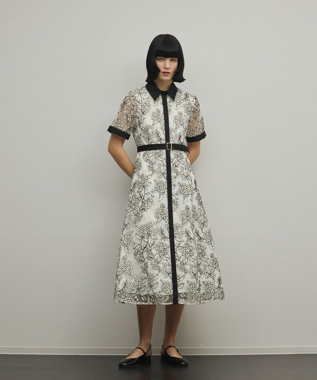 GRACE CONTINENTAL フラワーコード刺繍ワンピース キナリ