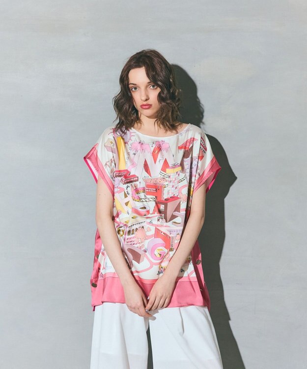 GRACE CONTINENTAL スカーフポンチョトップ ピンク