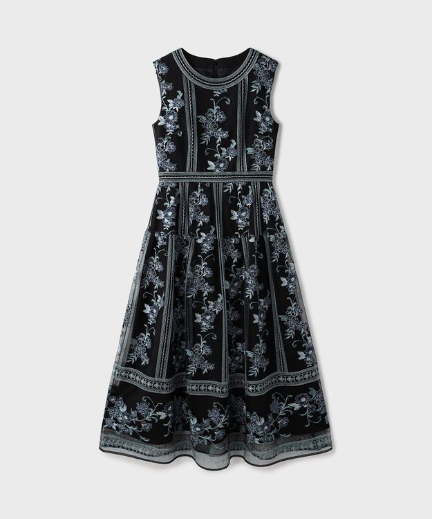 GRACE CONTINENTAL 【イベント店舗・ONLINE STORE先行アイテム】フラワーライン刺繍ドレス ブラック