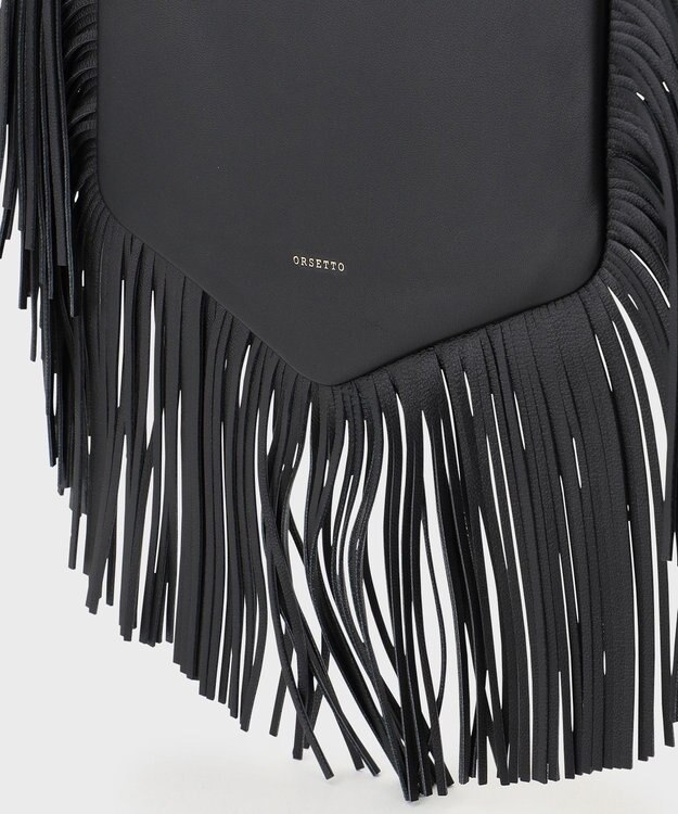 GRACE CONTINENTAL ORSETTO フリンジバッグ ブラック