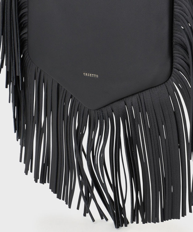 GRACE CONTINENTAL ORSETTO フリンジバッグ ブラック