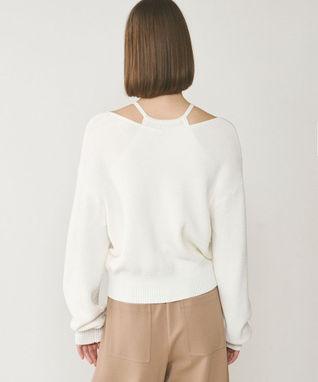 GRACE CONTINENTAL ハイゲージ畦ニットカーディガン ホワイト