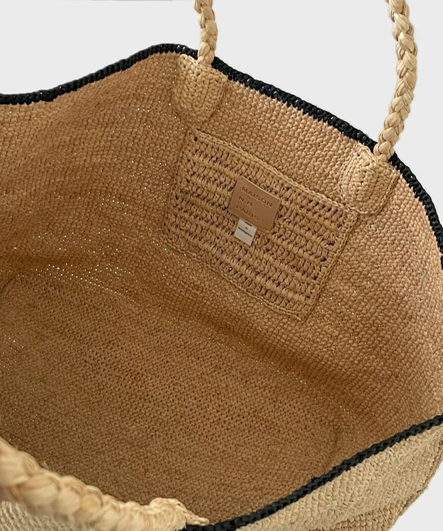 【新品タグ付】メゾンエヌアッシュパリ　トートバッグ　ラフィア　ベージュ　A4 新品未使用✨MAISON N.H PARIS トートバッグ ベージュ ラフィア