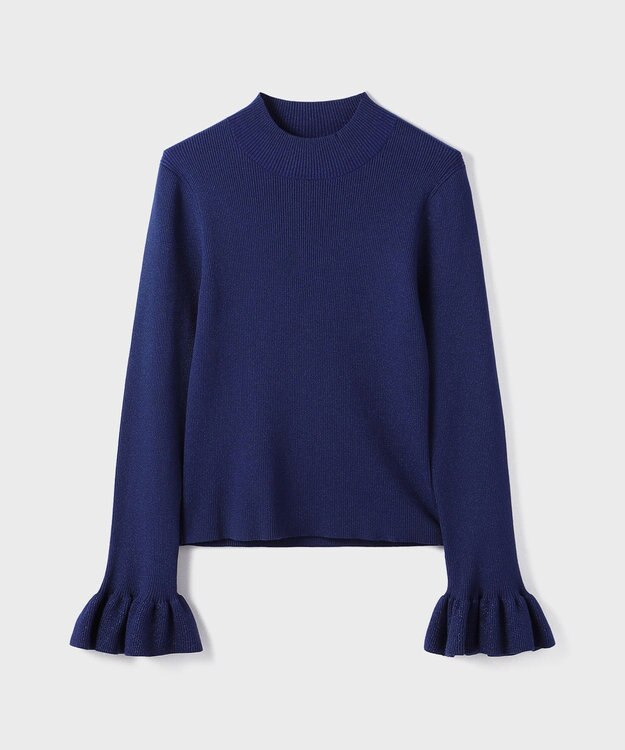 GRACE CONTINENTAL ラメリブニットトップ ブルー