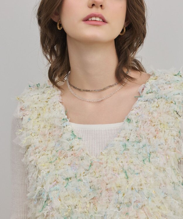 GRACE CONTINENTAL フリンジチュールベスト キナリ