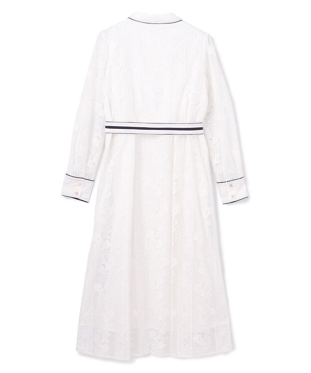 GRACE CONTINENTAL ストライプフラワー刺繍ワンピース ホワイト