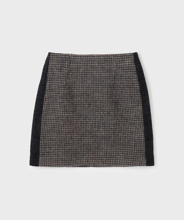 GRACE CONTINENTAL シャギーチェックミニスカート ブラウン