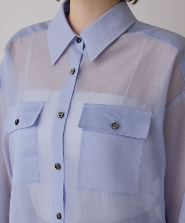 GRACE CONTINENTAL マットシアーシャツ ブルー