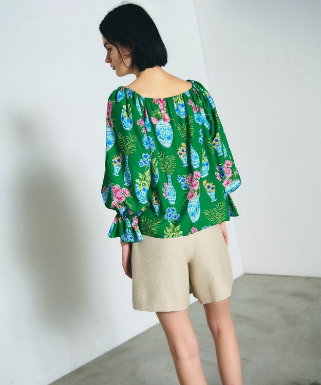 GRACE CONTINENTAL フラワーベースプリントトップ グリーン