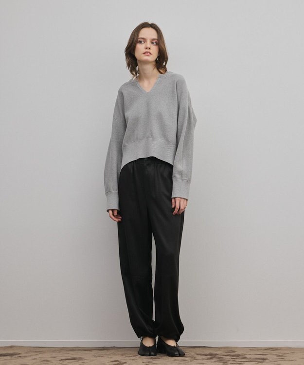 GRACE CONTINENTAL レースカラーニットトップ グレー