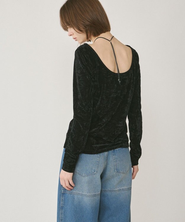 GRACE CONTINENTAL クラッシュベロアカットトップ ブラック