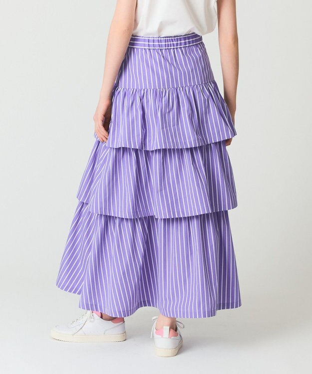 GRACE CONTINENTAL ストライプラッフルスカート パープル