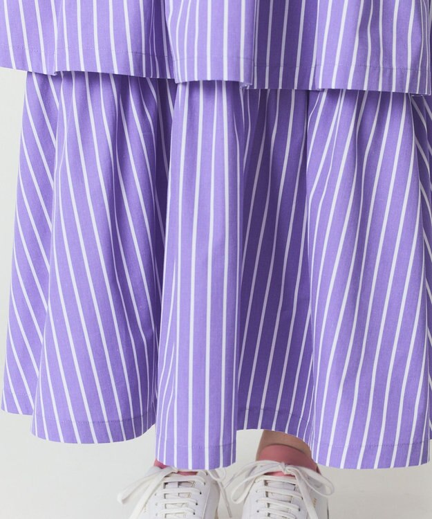 GRACE CONTINENTAL ストライプラッフルスカート パープル